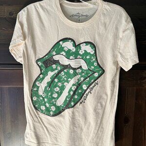 Rolling Stones tee T-shirt 100% cotton short sleeve green tongue & lips logo SM